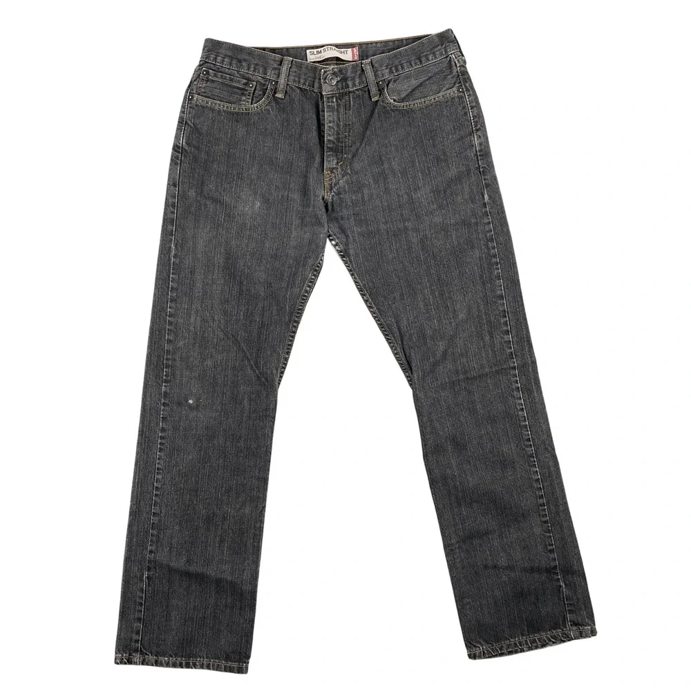 Levi's Jeans Mens 34x32 Black Gray 514 Slim Straight Denim‎ Pants Made in Mexico